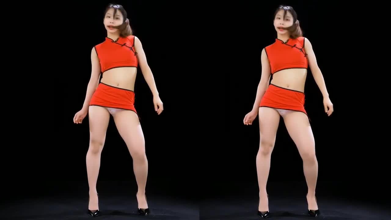 Sexy Dance 梅德熙 肉色絲襪+紅色超短裙 美女奔放誘惑熱舞 (橫屏)