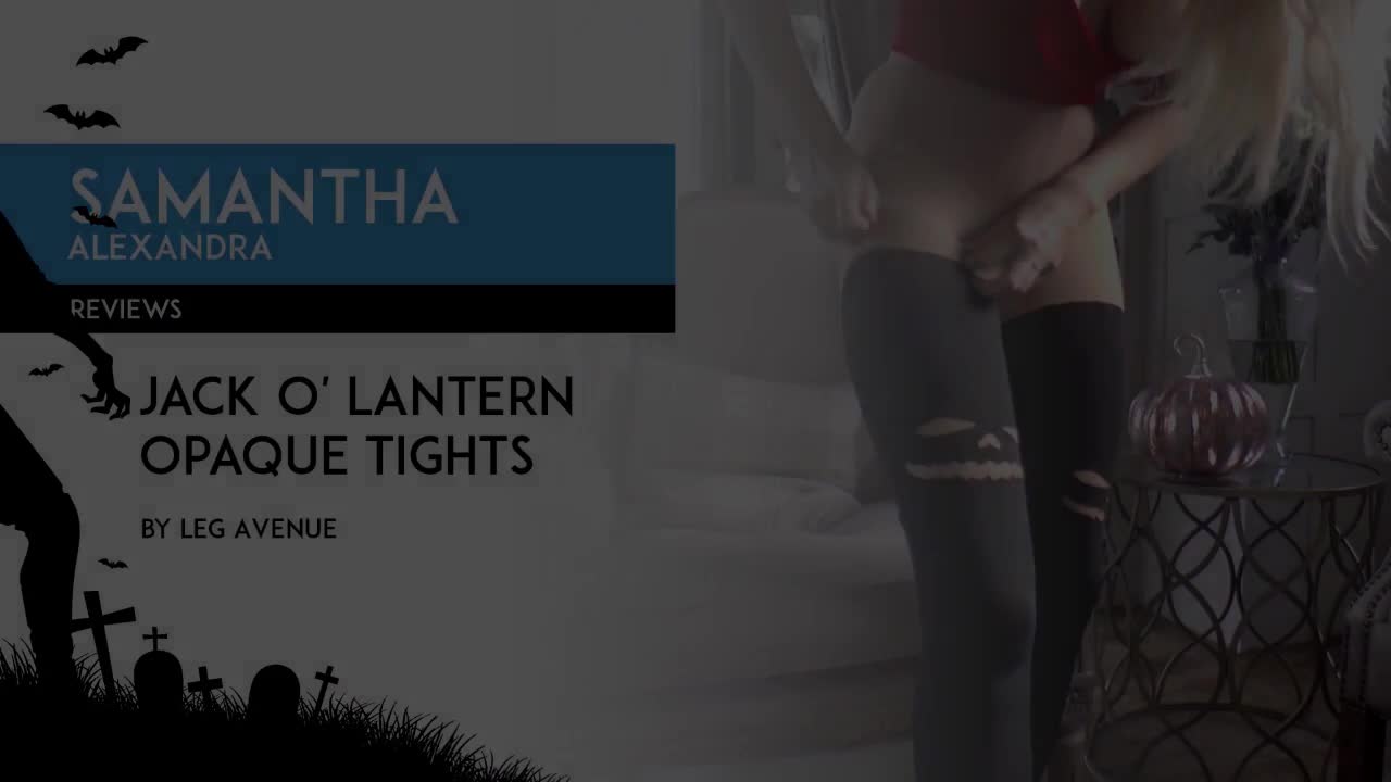 HALLOWEEN PREVIEW ONLY Samantha Alexandra reviews Leg Avenue Jack o’ lantern opaque tights