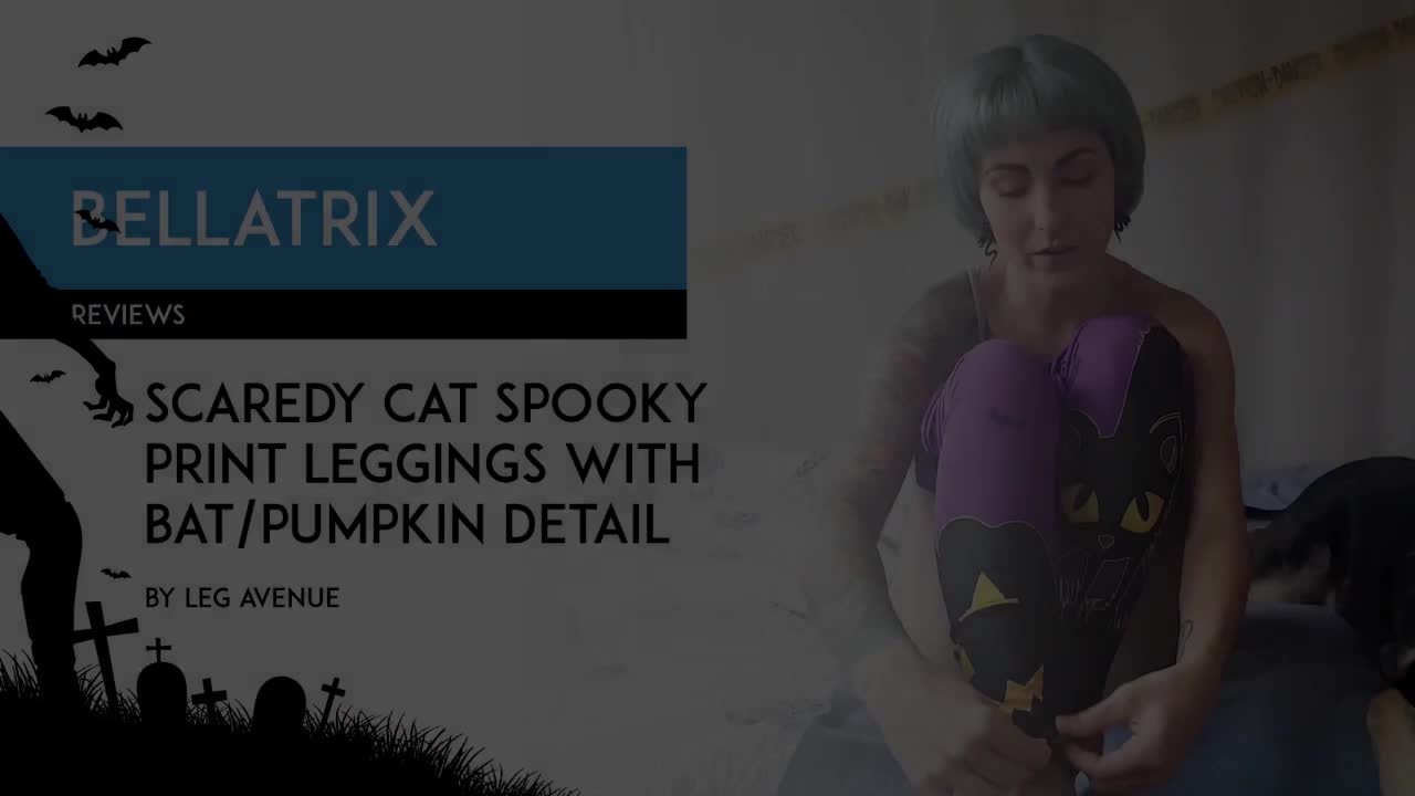 HALLOWEEN PREVIEW ONLY Bellatrix reviews Leg Avenue scaredy cat spooky print leggings