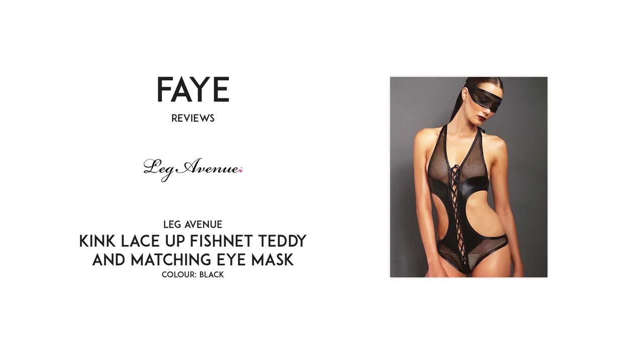 Faye reviews Leg Avenue KINK lace up fishnet teddy and matching eye mask [PREVIEW]